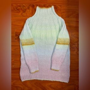Anthropologie Pastel Wool Alpaca Knit Rainbow
Colorful Hi Neck Oversized Sweater